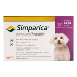 Simparica For Very Small Dogs 2.5-5kg (5.5 To 11lbs) Purple 3 Doses