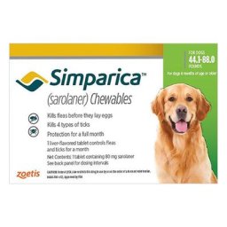 Simparica For Large Dogs 20-40kg (44 To 88lbs) Green 3 Doses