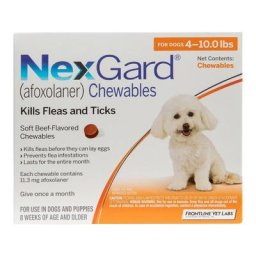 Nexgard Chewables For Small Dogs 2-4kg (4 To 10lbs) Orange 3 Chews