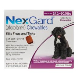 Nexgard Chewables For Large Dogs 10-25kg (24 To 60lbs) Purple 3 Chews