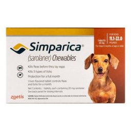 Simparica For Small Dogs 5-10kg (11 To 22lbs) Orange 6 Doses