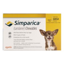 Simparica Chewables For Dogs 2.8-5.5 Lbs (Yellow) 3 Doses