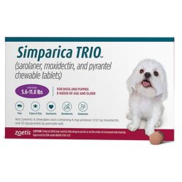 Simparica Trio For Dogs 5.6-11 Lbs (Purple) 3 Doses