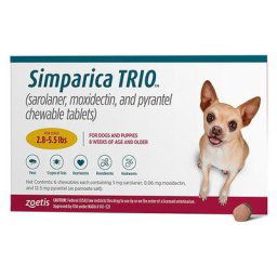 Simparica Trio For Dogs 2.8-5.5 Lbs (Gold) 6 Doses