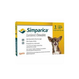 Simparica Oral Flea & Tick Preventive For Dogs 2.8-5.5 Lbs (Yellow) 3 Doses