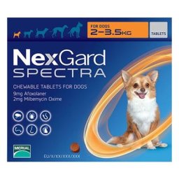 Nexgard Spectra Chews for Xsmall Dogs 4.4-7.7 lbs (Orange) 6 Pack