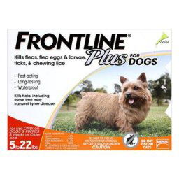 Frontline Plus for Small Dogs up to 22lbs (Orange) 3 Doses