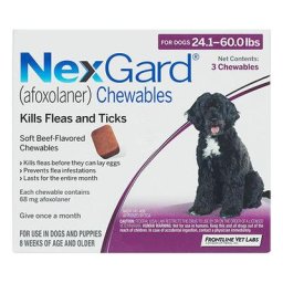 Nexgard for Large Dogs 24.1-60 lbs (Purple) 68mg - 3 Chews