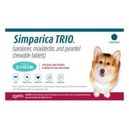 Simparica Trio For Dogs 22.1-44 Lbs (Teal) 3 Chews