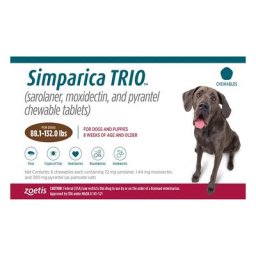 Simparica Trio For Dogs 88.1-132 Lbs (Brown) 3 Chews