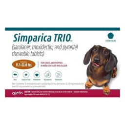 Simparica Trio For Dogs 11.1-22 Lbs (Caramel) 3 Chews