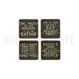 Kitchen Craft Slogan Cork Backed Coasters Set of 4