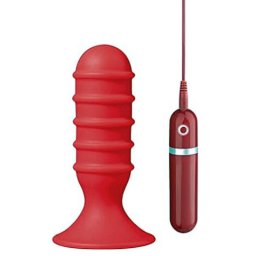 6 INCH THRILLER ASS RED RIBBED BUTT PLUG