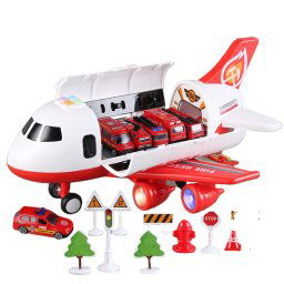 Time2Play Fire Rescue Cargo Plane with 6 Vehicles Play Set