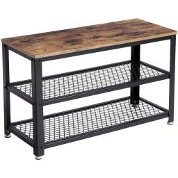 Bragg Houston 3-Tier Shoe Rack Bench, Brown