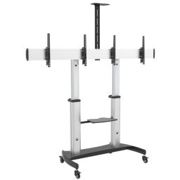 Lumi TTD07-46TW Dual Screen Aluminum Height-Adjustable TV Cart with Media Shelf