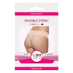 Bye Bra - Invisible Thong (Nude & Black 2-Pack) S