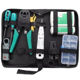 9-in-1 Cabling & Network Toolkit Krone Tool, Connectors, Crimping Tool, RJ45 Tester, Strippers