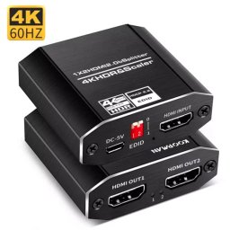 1x2 HDMI v2.0b Splitter & Scaler with HDR 4k Ultra HD 60hz FullHD 1080p 120Hz & EDID Support