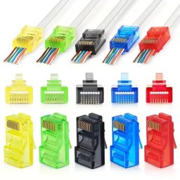 Unshielded eZ RJ45 CAT6/CAT7 Network Cable Connector + Rubber Boot Push Through Crimp Connector