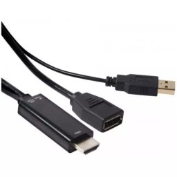 0.15 Meter Unidirectional USB Powered HDMI to Displayport Cable 120Hz QHD 4k UltraHD