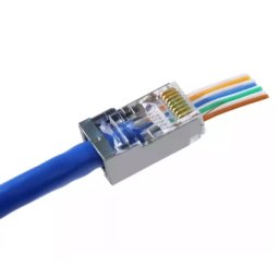 Shielded Passthrough eZ RJ45 CAT6 Network Connector (up to 24AWG/0.57mm wires) Push Through Crimp