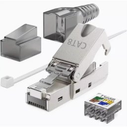 RJ45 Modular CAT7 / CAT8 Connector Shielded Tool Free up to 8mm Diameter Cable 40Gbps