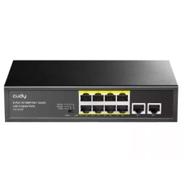 10 Port (POE) Power over Ethernet Fast Network Switch with 2x Uplink Ports