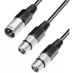 Male XLR to 2x XLR Female Cable - XLR Y Splitter Cable