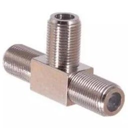 RF / Coax T Piece Inline Adapter (3 x Female F Type Connector Barrel Ports)