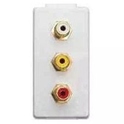 Modular 3 AV / RCA Keystone Wall Plate Insert