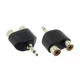 3.5mm Mono Jack Plug to 2 x RCA Female Adapter