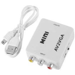 RCA to VGA Converter / AV to VGA Converter (Connect standard AV / RCA player to VGA PC Screen)