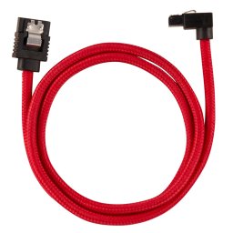 Corsair Premium Sleeved SATA 6Gbps 60cm 90degree Connector Cable Red