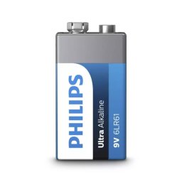 9 Volt Philips Alkaline Battery NON-Rechargeable