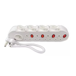 9 Way 220v, 16A Multi Plug Adapter with Surge Protection (4 x 3p, 4 x 2p, 1 x Schuko 2p)