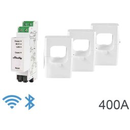 SHELLY PRO 3EM-400A (3-phase electricity Monitor) Relay with three 400A clamps