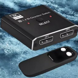 2 Port Bi-Directional 8K DisplayPort Switch with Infrared Remote Control Up to 8K 30Hz / 4K 120Hz
