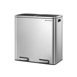 Songmics Dual Compartment Pedal Trash Bin with Bags, 60L Silver