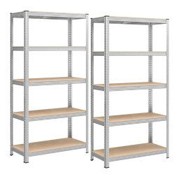 Songmics 5-Tier Industrial Style Storage Shelf, Set of 2, Silver