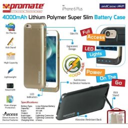 Promate aidCase-i6P 4000mAh Lithium Polymer Super Slim Battery Case - Black