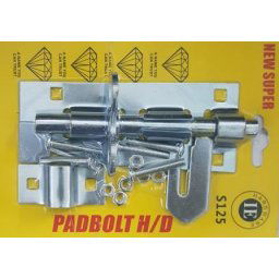 Noble Lockable Pad Bolt latch 125mm Zinc Plated (2 pack by Valotronics)
