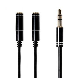 Gizzu 3-Pole Audio Splitter Cable - Black (3 pack by Valotronics)