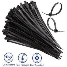 Noble Nylon Cable Ties 3.6 x 200mm Pack of 100 Black (3 pack by Valotronics)