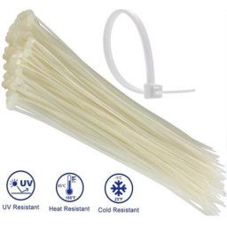 Noble Nylon Cable Ties 3.6 x 200mm Pack of 100 White (3 pack by Valotronics)