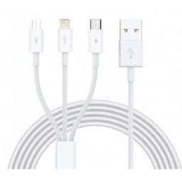 Ezra 3in1 1meter White Usb Data Cable (2 pack by Valotronics)