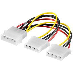 Goobay 1 Molex Male to 2 Molex Female Y Power Cable (6 pack by Valotronics)
