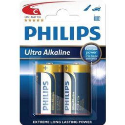 Philips Ultra Alkaline Battery LR14E2B 2 x Type C (2 pack by Valotronics)