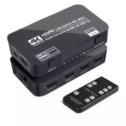 4x1 (4 input ports) 4k HDR HDMI Switch with ARC Extractor with audio Outputs (Toslink & 3.5mm Audio Jack)