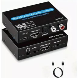 HDMI ARC Audio Extractor with HDMI Passthrough/Input and SPDIF Optical/RCA Stereo Audio Outputs USB C Powered